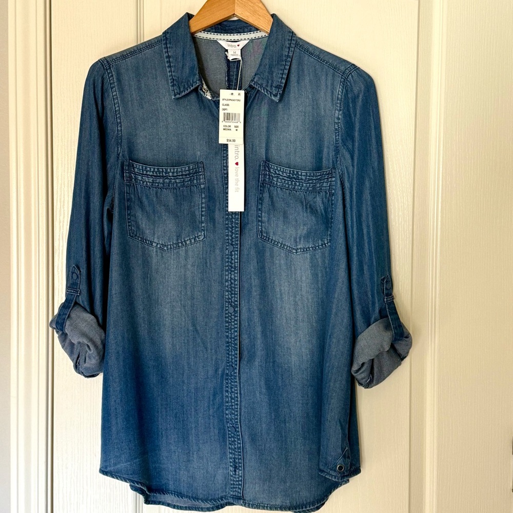 NWT Intro. Denim look shirt, ladies size Medium